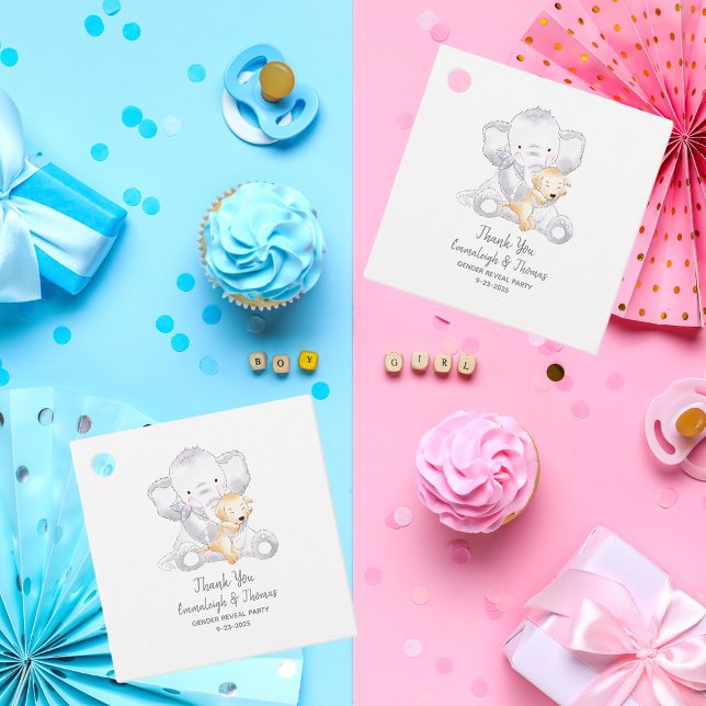 Étiquettes Cadeau Eléphant bébé moderne et Merci de chien (Créateur téléchargé)