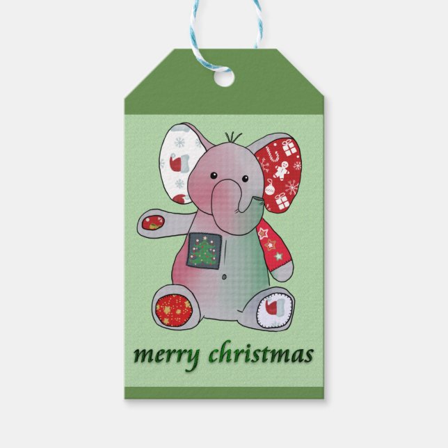 Étiquettes-cadeau Éléphant de Noël (Devant)