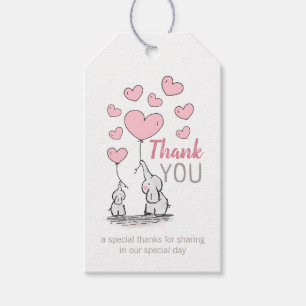 Étiquettes-cadeau Elephant Hearts Baby shower Merci Favor