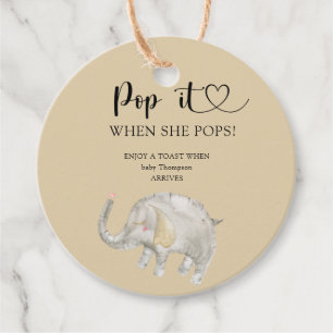 Étiquettes Cadeau Elephant Pop it quand elle pop baby shower
