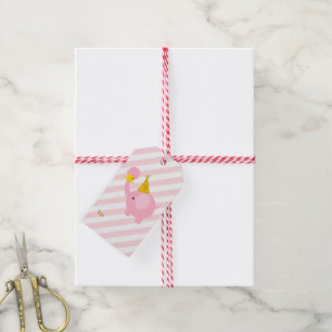 Étiquettes-cadeau Éléphant rose
