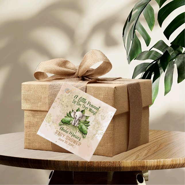 Étiquettes Cadeau Elephant Un Peu D'Arachide Est En Chemin Baby show (Elephant A Little Peanut Is On The Way Baby Shower Favor Boxes)