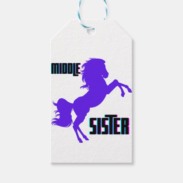Étiquettes-cadeau Élevage de pony pourpre de soeur moyenne (Devant)