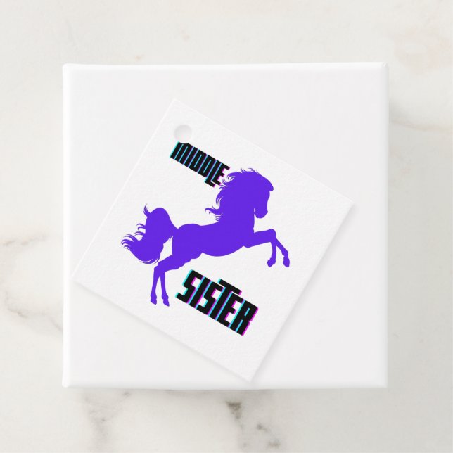 Étiquettes Cadeau Élevage de pony pourpre de soeur moyenne (En situation)