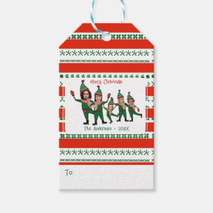 Étiquettes-cadeau Elf votre famille de cinq Écarts Rouge Vert Funny