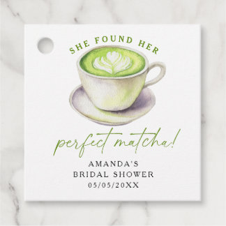 Étiquettes Cadeau Elle a trouvé sa parfaite baby shower matcha