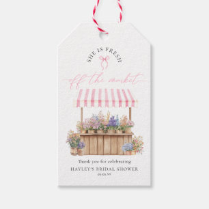Étiquettes-cadeau Elle est fraîche sortie du marché Rose Enterrement