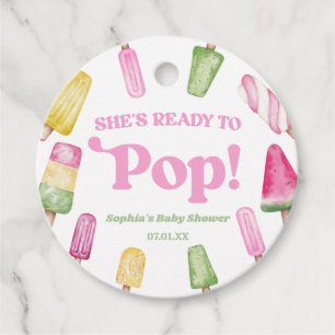 Étiquettes Cadeau Elle est prête à faire du Baby shower rose