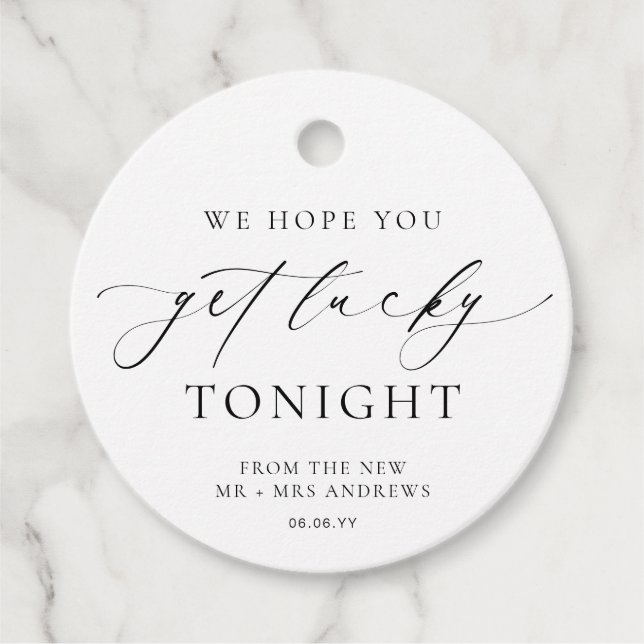 Étiquettes Cadeau Ellesmere We Hope You Get Lucky Lotto Mariage (Devant)