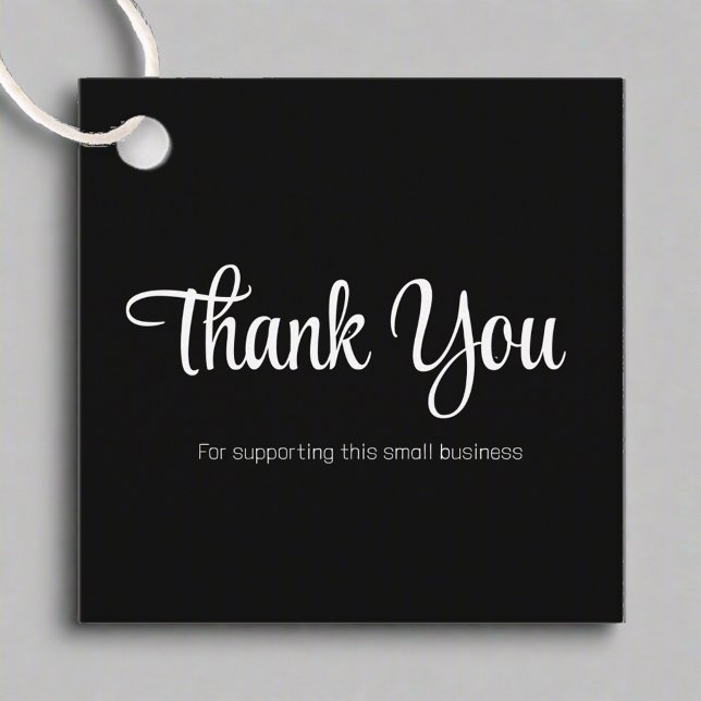 Étiquettes Cadeau Emballage de Merci noir et blanc propre (Créateur téléchargé)