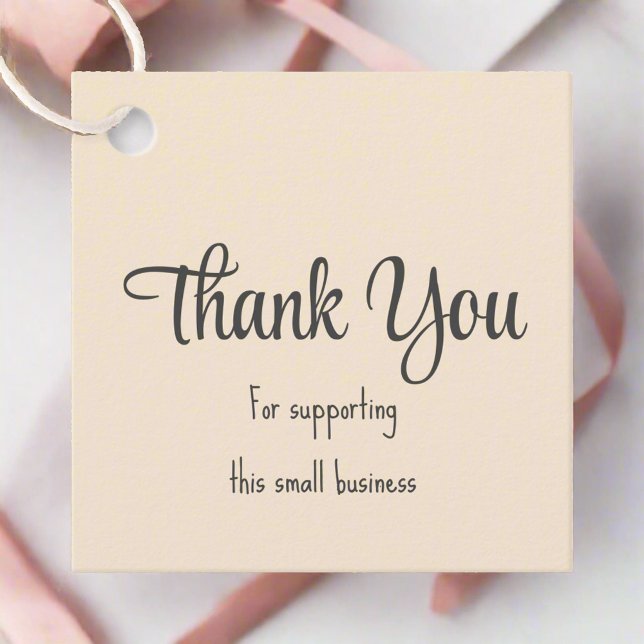 Étiquettes Cadeau Emballage de typographie rose Merci (Créateur téléchargé)
