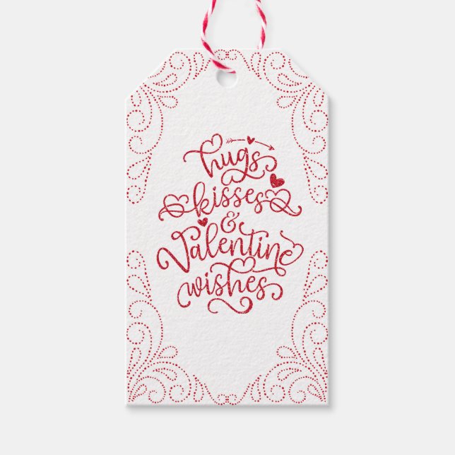 Étiquettes-cadeau Embrous et baisers | PARTIES SCINTILLANT | Saint V (Devant)