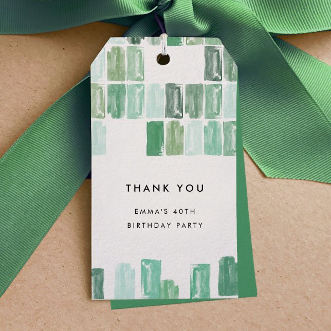 Étiquettes-cadeau Emerald Green Bijoux peints Merci (Emerald Green Painted Jewels Thank You Gift Tags)