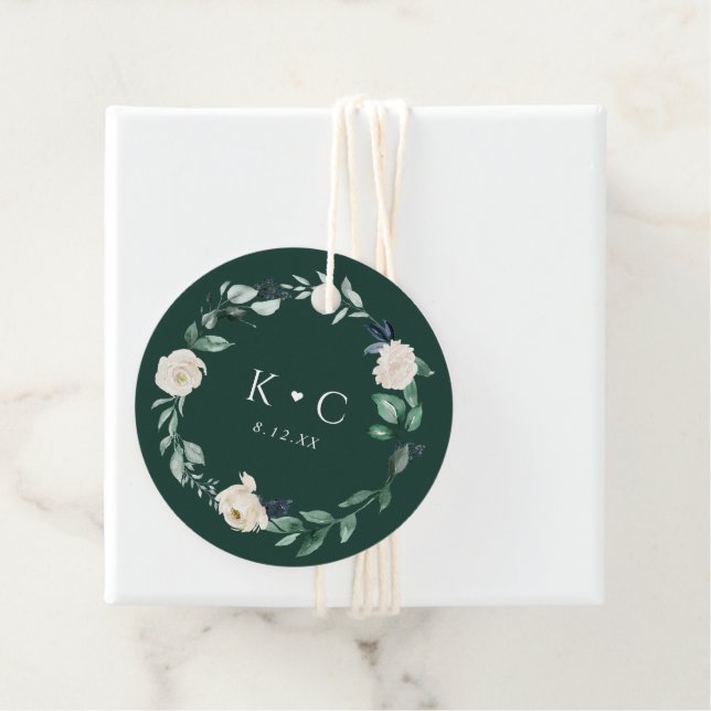 Étiquettes Cadeau Emerald Green Mariage Élégant (En situation)