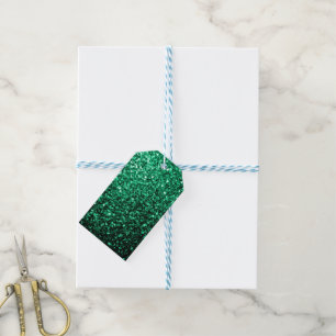 Étiquettes-cadeau Émeraude de parties scintillant verte