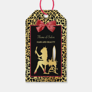Étiquettes-cadeau Empreinte de léopard de la Couronne d'or avec sal