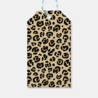 Étiquettes-cadeau Empreinte de léopard Tan Beige Noir