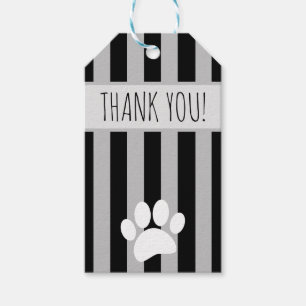 Étiquettes-cadeau Empreinte de patte Chien Texte Personnalisé Noir E