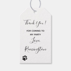 Étiquettes-cadeau Empreinte de patte Parties scintillant noir blanc