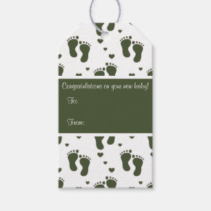 Étiquettes-cadeau Empreintes Chasseur Green Baby