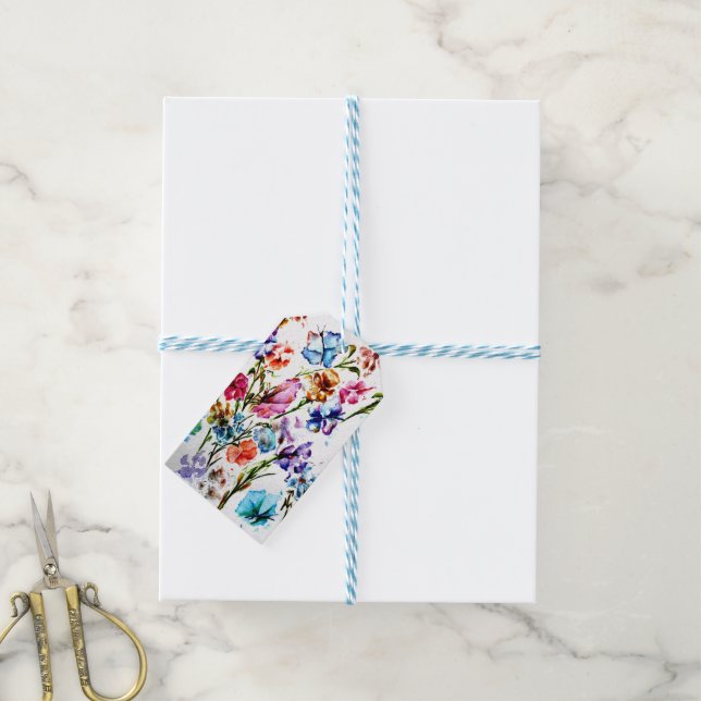 ÉTIQUETTES-CADEAU EMPREINTES DE PATTES PUPPY | BALISES CADEAUX FLEUR (Avec de laficelle)