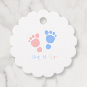 Étiquettes Cadeau Empreintes de pied de bébé garçon et fille Shower