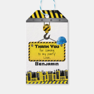 Étiquettes-cadeau En construction Anniversaire Merci