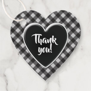 Étiquettes Cadeau En vichy Noir Vérifie Le Merci Motif Pour Venir