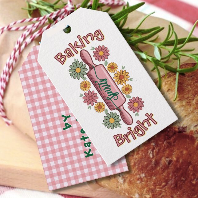 Étiquettes-cadeau en vichy plaid Baking Spiritueux Bright Holiday (Créateur téléchargé)