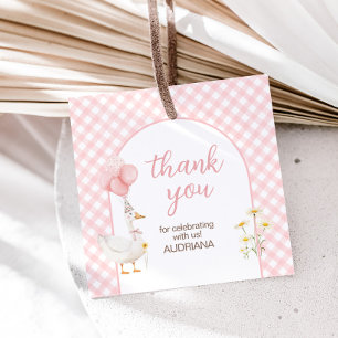 Étiquettes Cadeau en vichy Silly Goose Carré de fête d'anniversaire