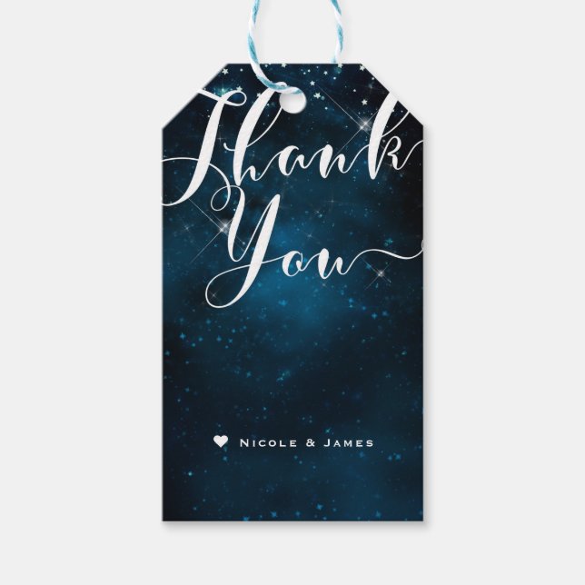 Étiquettes-cadeau Enchanté sous les étoiles Starry Sky MERCI (Devant)