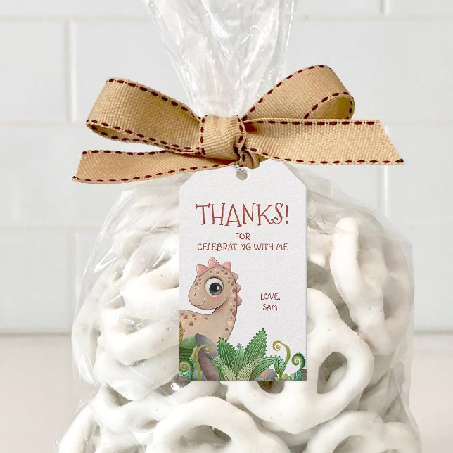Étiquettes-cadeau Enfants Dinosaur Merci (Dinosaur Birthday Party Favor Tag)