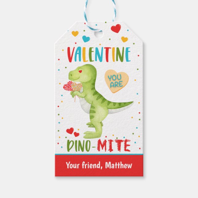 Étiquettes-cadeau Enfants Dinosaure Cute Valentines Dino-Mite Classr (Devant)
