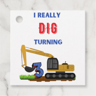 Étiquettes Cadeau Enfants Je Creuse Vraiment Tourner 3 Excavateur