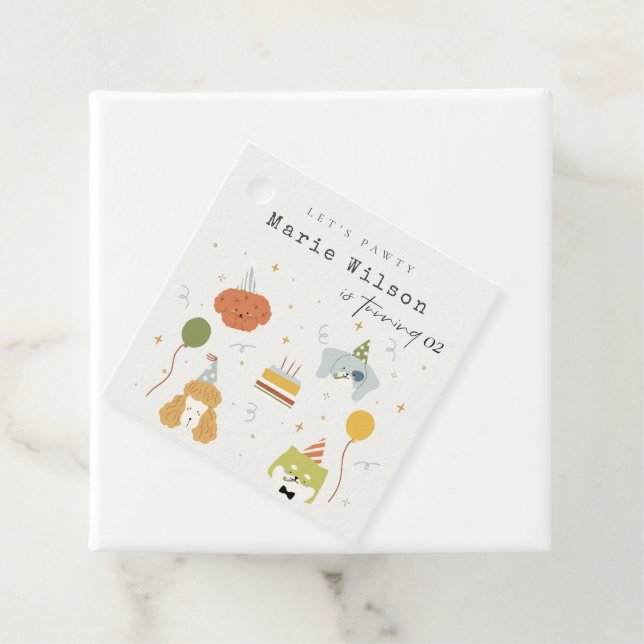 Étiquettes Cadeau Enfants mignons Chiens de marionnettes pawty N'imp (En situation)