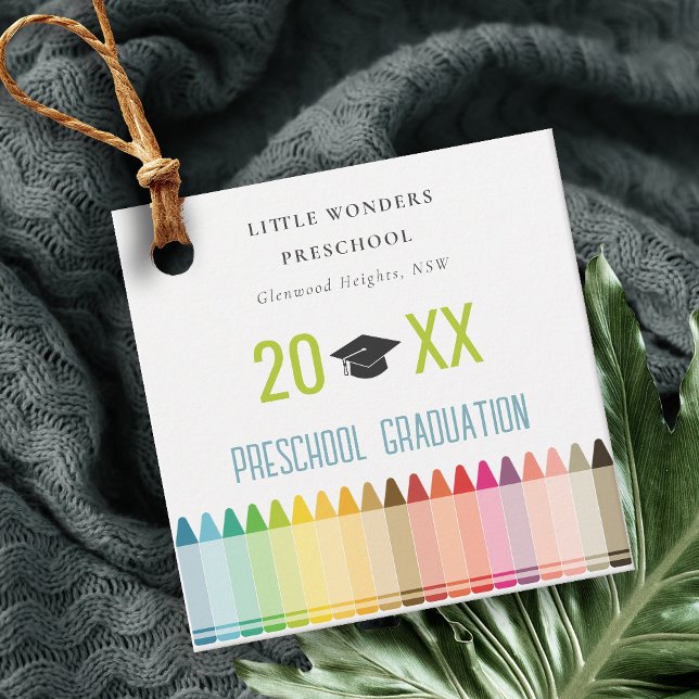 Étiquettes Cadeau Enfants mignons Crayon Fun Rainbow Preschool Gradu (Créateur téléchargé)