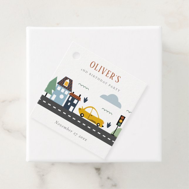 Étiquettes Cadeau Enfants mignons Véhicule Urbain Voiture Route N'im (En situation)
