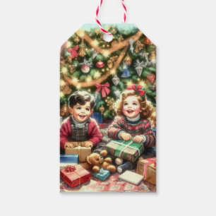 Étiquettes-cadeau Enfants nostalgiques sucrés pendant Noël à et de