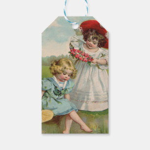 Étiquettes-cadeau Enfants victoriens Été vintage Filles Jardin