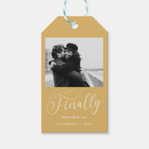 Étiquettes-cadeau Enfin Mariage Minimaliste Photo Enregistrer la Dat