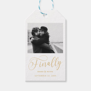 Étiquettes-cadeau Enfin photo minimaliste Mariage Enregistrer la dat