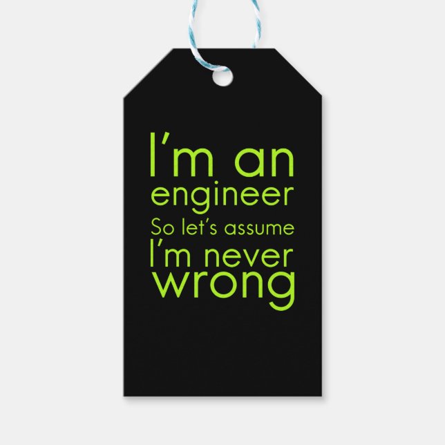 Étiquettes-cadeau Engineers never go wrong funny toxits for ineeri (Devant)