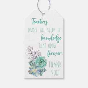 Étiquettes-cadeau Enseignants Plantes les semences du savoir Succule