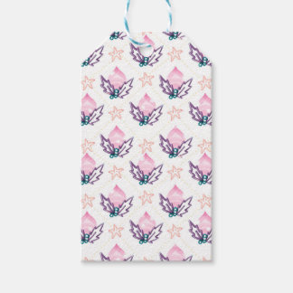 Étiquettes-cadeau Ensemble Coquette Noël Violet Rose Fleur de houx &