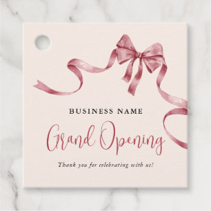 Étiquettes Cadeau Entreprise Grand Ouverture Moderne Rouge Ribbon