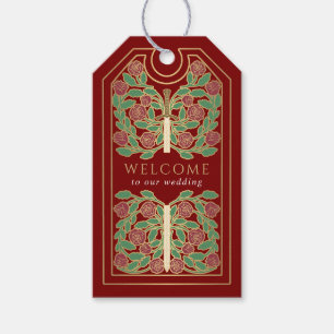 Étiquettes-cadeau Épée dorée médiévale royale écarlate Mariage Bienv