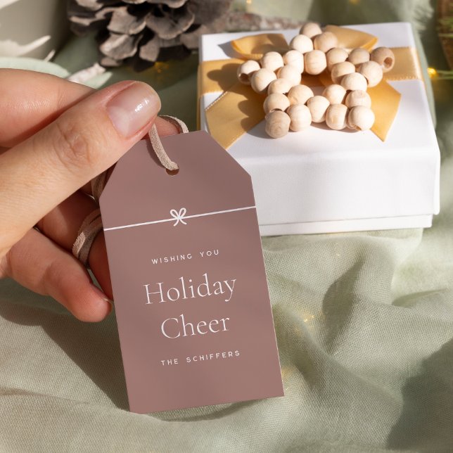 Étiquettes-cadeau Épice | Moderne Bow Simple minimum vacances Cheer (Créateur téléchargé)