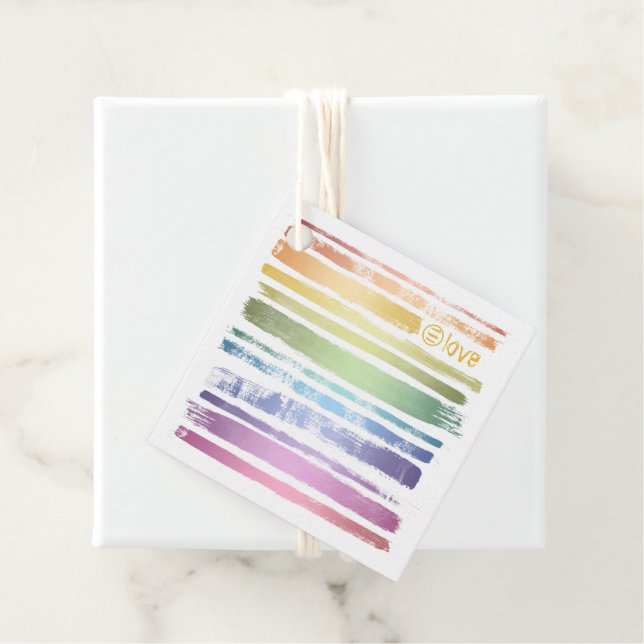 Étiquettes Cadeau Equality Love Rainbow Brush Strokes LGBTQ ID656 (En situation)