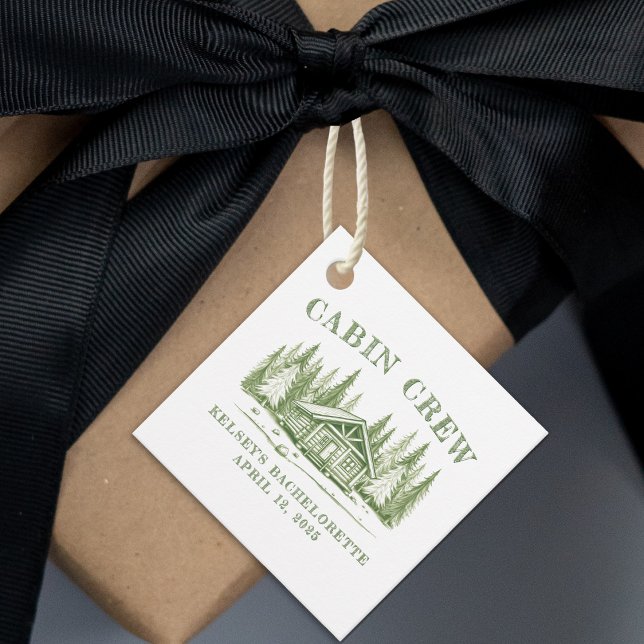 Étiquettes Cadeau Équipe cabine Green Camp Bachelorette Party (Cabin Crew Green Camp Bachelorette Party Favor Tags
)