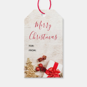 Étiquettes-cadeau Équipe cycliste Christmas sur Rustic Wooden Board